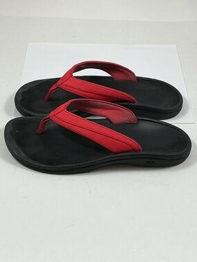 OluKai Ohana Red Sandals Flip Flops Size 8
